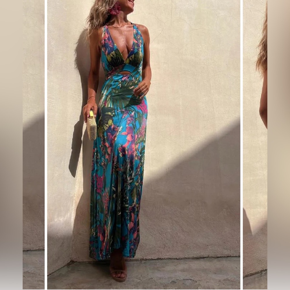 Rainforest Tropical Crossover Maxi Dress